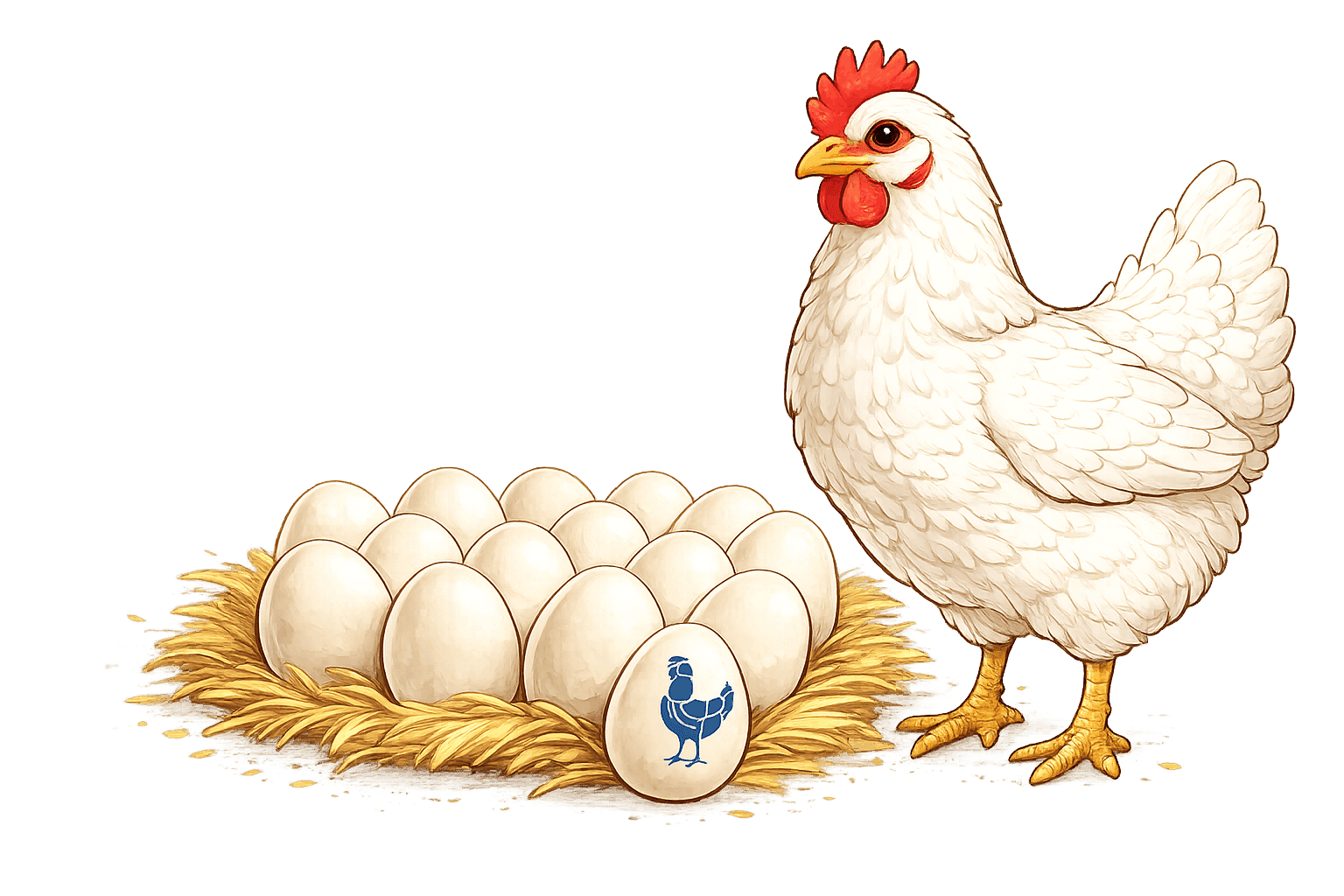 Hen and eggs artwork