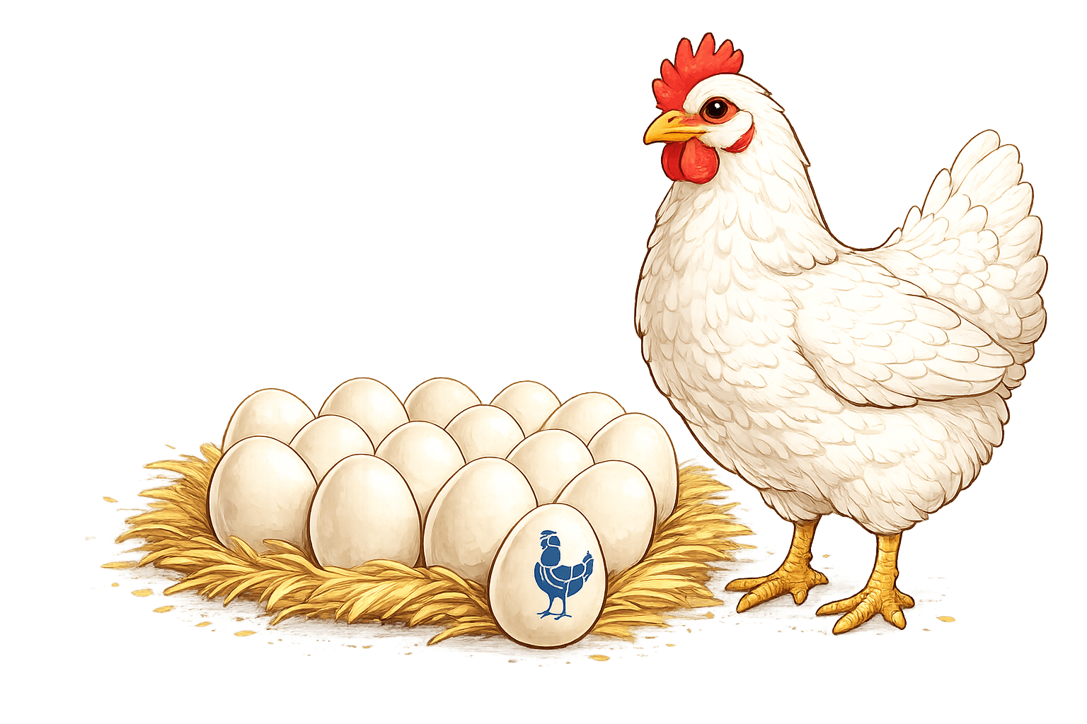 Hen and eggs artwork